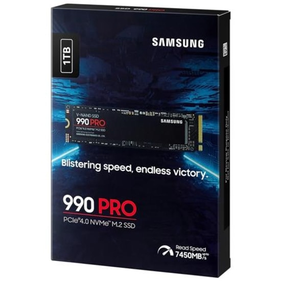 Samsung 990 PRO 1TB NVMe M.2 2280 NAND SSD (MZ-V9P1T0BW) - PCIe 4.0, 7450/6900 MB/s, 1GB LPDDR4 Önbellek, PCIe Gen 4x4