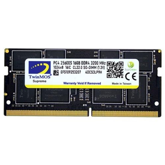 TwinMOS 16GB 3200MHz DDR4 CL22 SODIMM Notebook RAM Bellek (MDD416GB3200N) - 1.2V Yüksek Performanslı Laptop Belleği