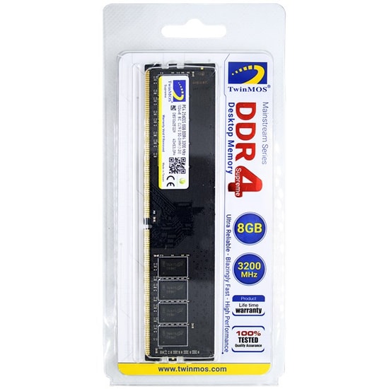 TwinMOS 8GB DDR4 3200MHz CL22 Masaüstü RAM Bellek (MDD48GB3200D) - Yüksek Performanslı Oyun ve İş İstasyonu Belleği