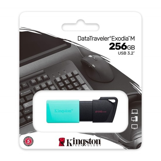 Kingston DataTraveler Exodia M 256GB USB 3.2 Gen 1 Flash Bellek (DTXM/265GB) - Siyah/Yeşil, USB Type-A, NAND