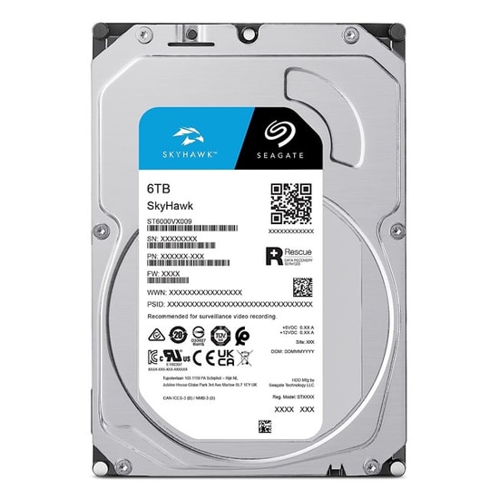 Seagate Skyhawk 6TB 3.5" SATA HDD (ST6000VX009) - 5400RPM, 256MB Cache, 7/24 Güvenlik, 3 Yıl Resmi Distribütör Garantili