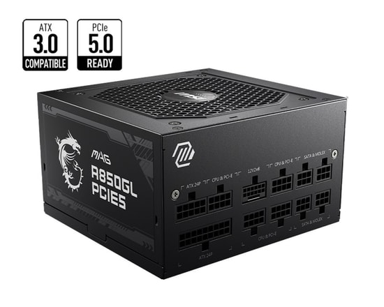 MSI MAG A850GL PCIE5 850W 80+ Gold Tam Modüler Siyah Güç Kaynağı - ATX 3.1, PCIe 5.1, 1x120mm Fanlı, PFC, OCP