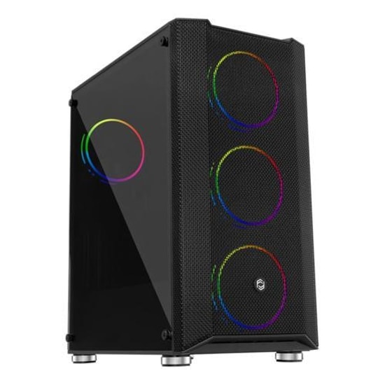 Frisby FC-9405G 650W 80+ RGB ATX Mid Tower Oyuncu Kasası - 4x120mm Fan, Temperli Cam, Mesh, USB 3.0, Siyah Kasa