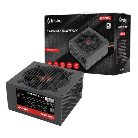 Frisby 650W 80+ Güç Kaynağı (FR-PS6580P) - 12cm Fanlı, ATX 2.4, PFC, OPP/OVP/UVP/SCP Koruması, Power Supply