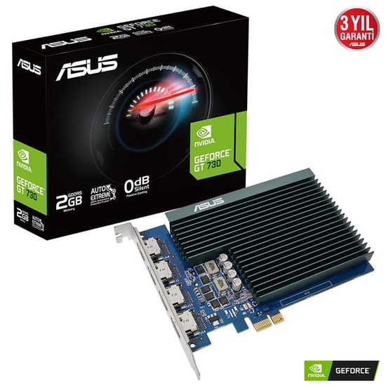 Asus GeForce GT730 2GB GDDR5 Ekran Kartı (90YV0H20-M0NA00) - GT730-4H-SL-2GD5, 64bit, 4xHDMI, Pasif Soğutma, Low Profile