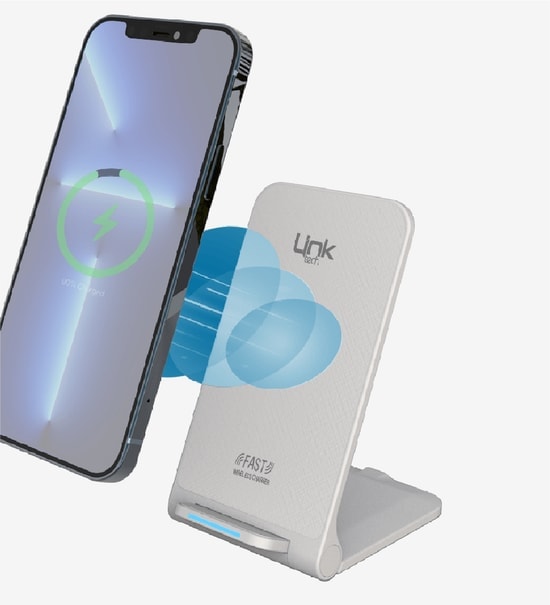 LinkTech LWC-W515 Beyaz 15W Masaüstü Wireless Şarj Aleti & Telefon Tutacağı - Hızlı Şarj, Type-C, Beyaz, Standlı
