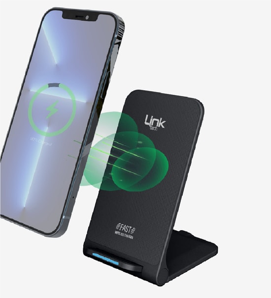 LinkTech LWC-W515 Beyaz 15W Masaüstü Wireless Şarj Aleti & Telefon Tutacağı - Hızlı Şarj, Type-C, Beyaz, Standlı