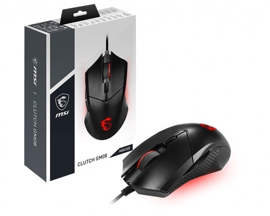 MSI GG CLUTCH GM08 Kablolu Oyuncu Mouse - 4200 DPI Optik Sensör, 6 Tuş, 1.8m Kablo, Ayarlanabilir Ağırlık, Red LED