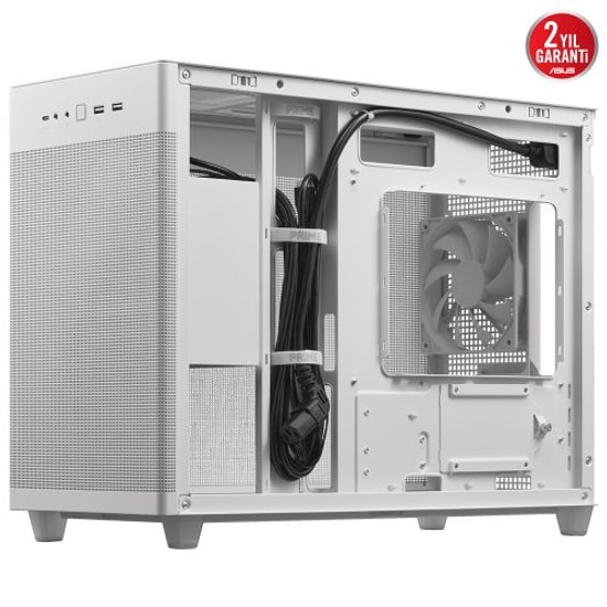ASUS Prime AP201 Beyaz MicroATX Kasa: Temperli Cam, Aletsiz Paneller, 360mm Radyatör, 338mm Ekran Kartı Desteği