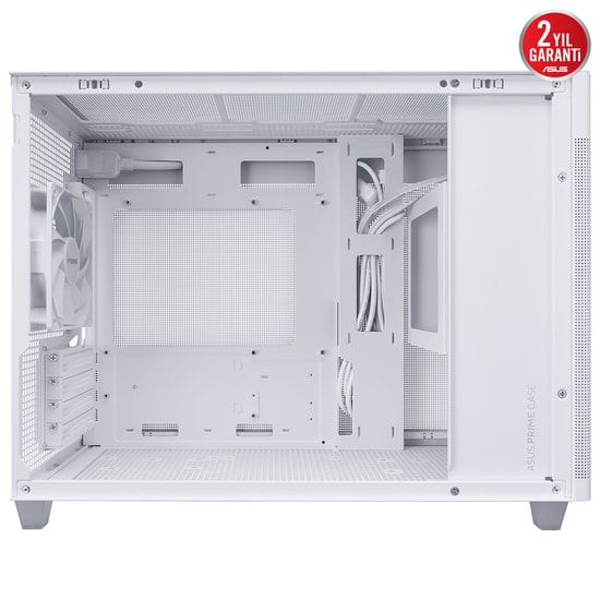 ASUS Prime AP201 Beyaz MicroATX Kasa: Temperli Cam, Aletsiz Paneller, 360mm Radyatör, 338mm Ekran Kartı Desteği