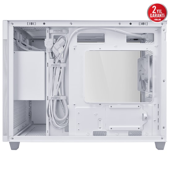 ASUS Prime AP201 Beyaz MicroATX Kasa: Temperli Cam, Aletsiz Paneller, 360mm Radyatör, 338mm Ekran Kartı Desteği