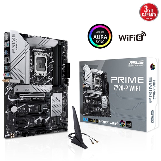 Asus Prime Z790-P Wifi Ddr5 7200mhz 1xhdmi 1xdp 3xm.2 Usb 3.2 Atx 1700p (13. Ve 12.Nesil İşlemci Uyumlu) Anakart