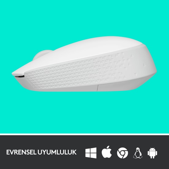 Logitech M171 Beyaz Kablosuz Optik Mouse (910-006867) - 10 Metre Çekim Mesafesi, 1000 DPI Hassasiyet, Tak Çalıştır