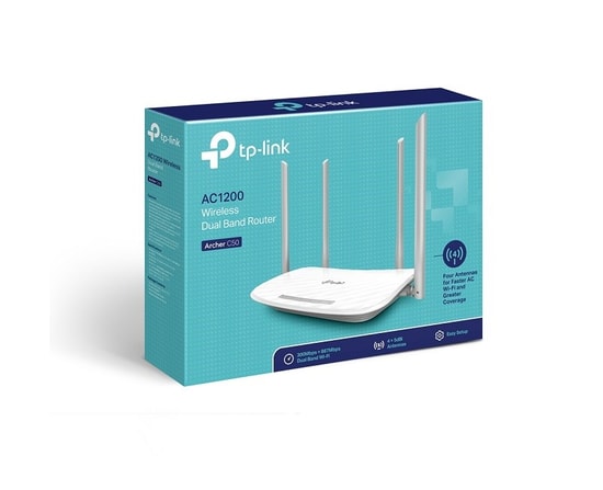 TP-Link Archer C50 AC1200 Çift Bant 867Mbps 4 Portlu Router - WiFi 5, 4 Antenli, VPN Destekli, WAN, Uzaktan Yönetim