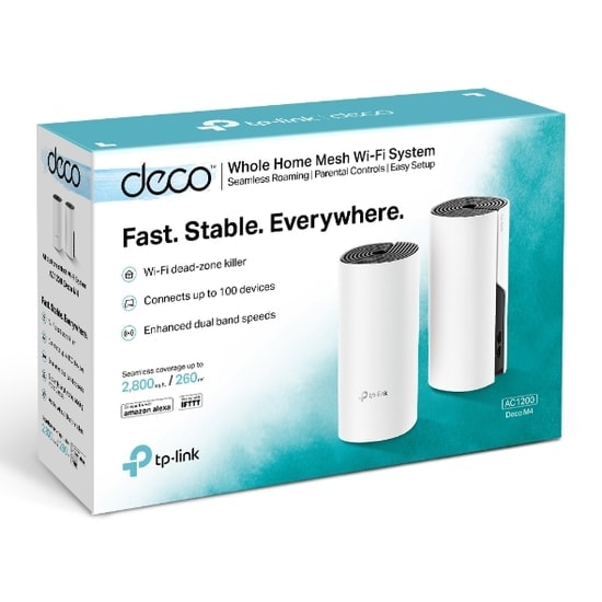 Tp-Link Deco M4-2P AC1200 Mesh Wi-Fi Sistemi - 1200Mbps, Çift Bant, 260m Kapsama, 1 Gbit Port, Dahili Anten