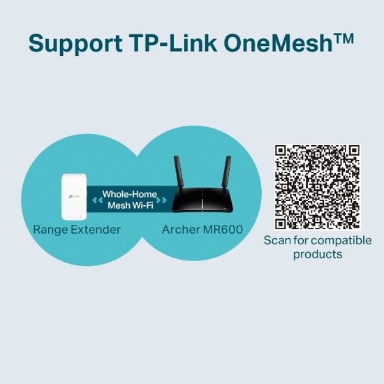 TP-Link Archer MR600 (4G+ Cat6) AC1200 LTE Modem Router - Çift Bant, 2x Anten, 4x Gigabit Port, SIM Kartlı, VPN Özelliği