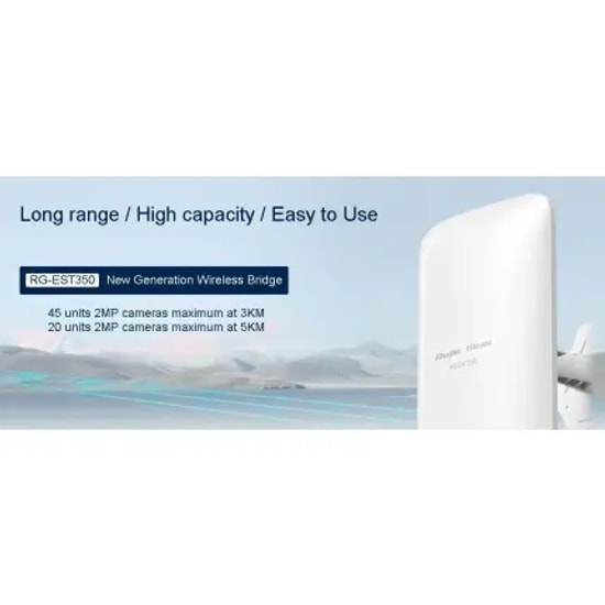 Ruijie Reyee RG-EST350 V2 867Mbps 5KM PTP 30 Derece Dış Ortam 2'li Set Access Point - Wi-Fi 5, PoE, 1Gbps, 2 Port