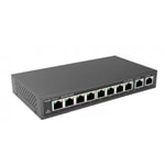 Ruijie Reyee RG-ES110D-P 10 Port 10/100 Switch - 8 Port PoE, 2 Port Gigabit Uplink, Metal Kasa, 110W Güç Kapasitesi