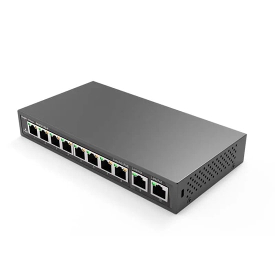 Ruijie Reyee RG-ES110D-P 10 Port 10/100 Switch - 8 Port PoE, 2 Port Gigabit Uplink, Metal Kasa, 110W Güç Kapasitesi