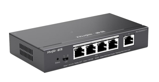 Ruijie Reyee RG-ES205GC-P 5 Port Gigabit Cloud Yönetilebilir PoE Switch - 4xPoE, 54W PoE Güç, Metal Kasa, 1Gbps Hız
