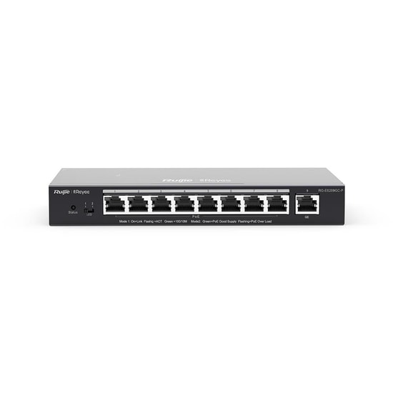 Ruijie Reyee RG-ES209GC-P 8 Port Gigabit PoE+ Yönetilebilir Switch - 9 Port, 120W PoE Güç, Metal Kasa, Cloud Destekli