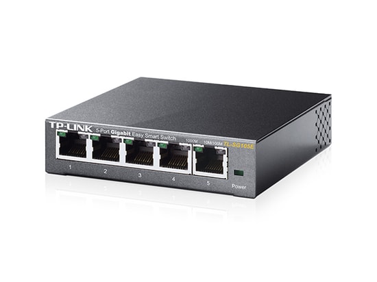 TP-Link TL-SG105E 5 Port Gigabit Easy Smart Switch - 10/100/1000 Mbps, QoS, VLAN, Döngü Önleme, Metal Kasa Tasarımı