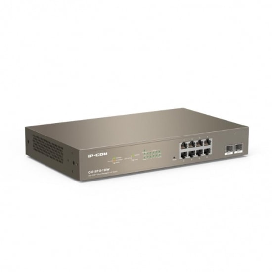 IP-COM G3310P 8 Port Gigabit PoE Switch - 2x1G SFP Uplink, Cloud Yönetilebilir, 130W Güç, Rackmount Anahtar Cihazı