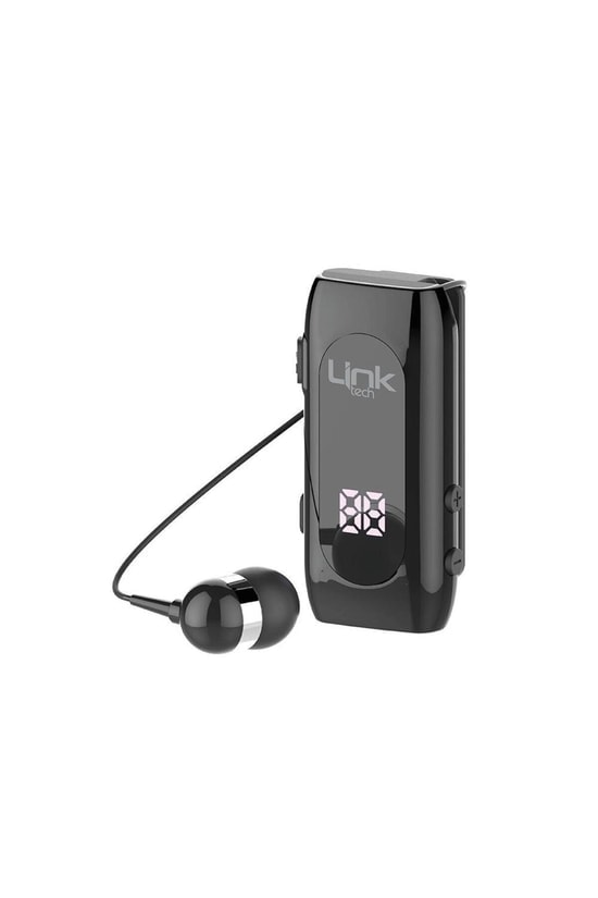 LinkTech V80 Siyah Makaralı Titreşimli Silikonlu Bluetooth Kulaklık - 20 Saat Kullanım, Bluetooth 5.2, Mikrofonlu
