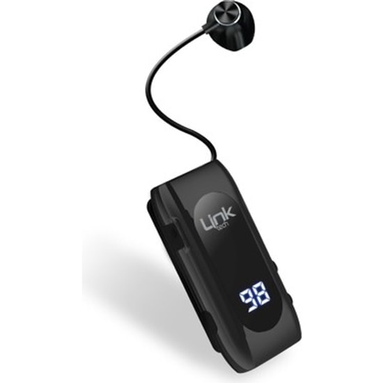 LinkTech V80 Siyah Makaralı Titreşimli Silikonlu Bluetooth Kulaklık - 20 Saat Kullanım, Bluetooth 5.2, Mikrofonlu