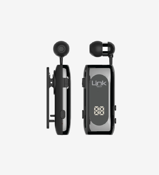 LinkTech V80 Siyah Makaralı Titreşimli Silikonlu Bluetooth Kulaklık - 20 Saat Kullanım, Bluetooth 5.2, Mikrofonlu