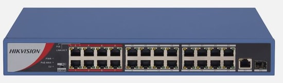 Hikvision DS-3E0326P-E/M(B) 24 Port 10/100 PoE Switch - 230W PoE Bütçesi, 1x Gigabit Uplink, 1x SFP Uplink, Metal Kasa