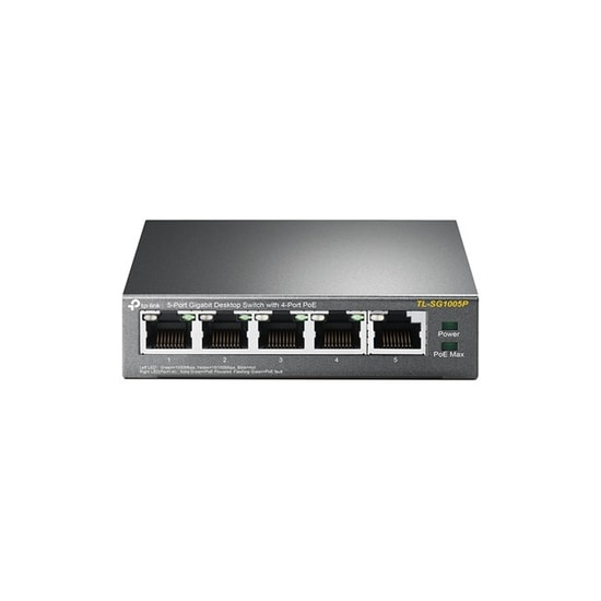 TP-Link Omada TL-SG1005P 5 Port Gigabit Switch, 4 Port PoE+ (65W) - Tak Çalıştır, Metal Kasa, Akıllı Güç Yönetimi
