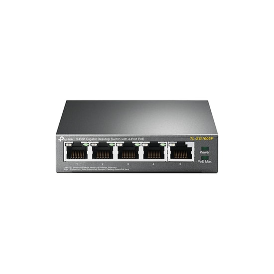 TP-Link Omada TL-SG1005P 5 Port Gigabit Switch, 4 Port PoE+ (65W) - Tak Çalıştır, Metal Kasa, Akıllı Güç Yönetimi