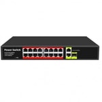 Uranium POE-G1621SFP-300W 16 Port Gigabit PoE Switch - 2xGb RJ45, 1xSFP Uplink, 300W Güç, Rackmount, Realtek Chipset
