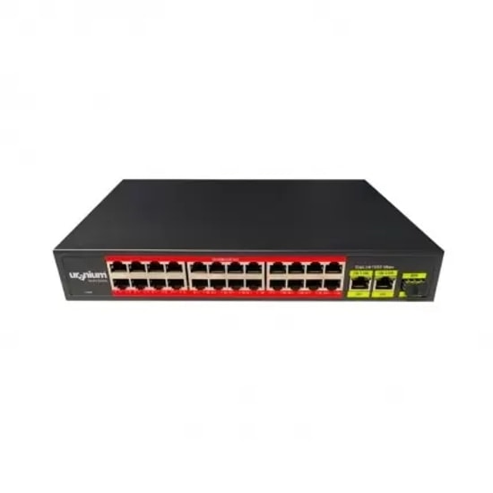 Uranium POE-2421SFP-300W 24 Port 10/100 Mbps PoE Switch - 2x Gigabit Uplink, 1x SFP, 300W, Realtek Chipset