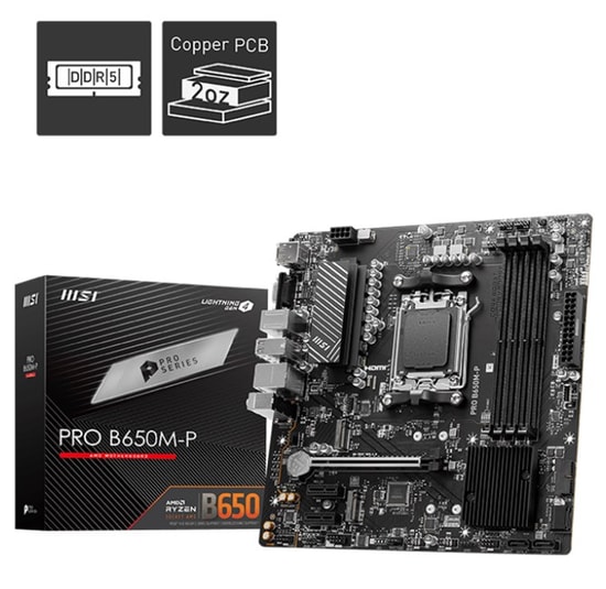 MSI PRO B650M-P AMD AM5 DDR5 6000MHz (OC) mATX Anakart: Ryzen 7000 Serisi, Çift M.2, USB 3.2, 2.5G LAN, VGA, HDMI, DP