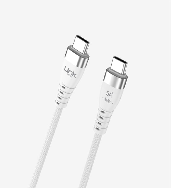 Linktech K653 Premium Super Charge 100cm 5a 100w Örgülü Metal Başlı Pd Type-C Type-C Şarj Kablosu