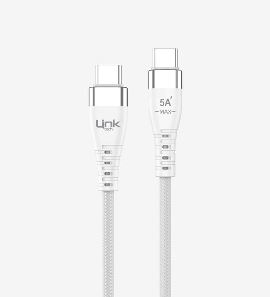 Linktech K653 Premium Super Charge 100cm 5a 100w Örgülü Metal Başlı Pd Type-C Type-C Şarj Kablosu