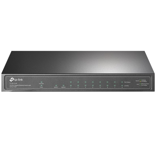 TP-Link TL-SG1210P 10 Port Gigabit PoE+ Switch - 8 Gigabit Port, Toplam 63W, 1 Uplink RJ45, 1 SFP Uplink, Metal Kasa