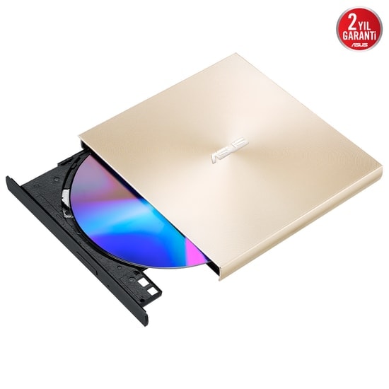 ASUS ZenDrive U8M SDRW-08U8M-U Altın Harici Ultra İnce DVD Yazıcı - M-DISC Desteği, USB Type-C, Taşınabilir Tasarım