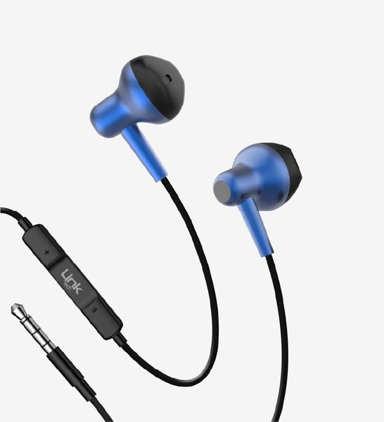 LinkTech H677 Mavi Kulak İçi Kablolu Kulaklık (LPH-H677/BLUE) - Premium Metal, Süper Bas, 3.5mm AUX, Mikrofonlu