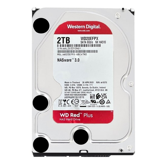 WD Red Plus 2TB (WD20EFPX) Intellipower 3.5" NAS Hard Diski - 5400RPM, 64MB Cache, SATA 3, CMR, 3 Yıl Garantili