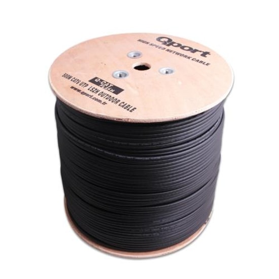 Qport Q-CATFLASH CAT6 500 Metre Gri Outdoor LSZH Network Kablosu - 23AWG, 0.58mm, %100 Bakır Halojen Free
