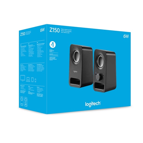 Logitech Z150 Siyah 2+0 Kablolu Multimedya Stereo Hoparlör (980-000814) - 3W RMS Güç, 2 Adet Uydu, AUX Bağlantı