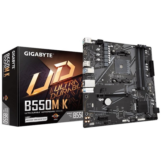 Gigabyte B550M-K Anakart: AMD AM4, DDR4 4733MHz OC, Çift M.2, HDMI, DP, PCIe 4.0, 1G LAN, USB 3.2, Digital VRM, MicroATX