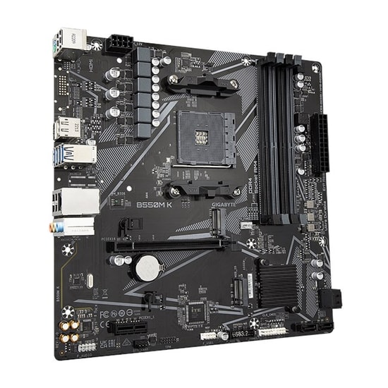 Gigabyte B550M-K Anakart: AMD AM4, DDR4 4733MHz OC, Çift M.2, HDMI, DP, PCIe 4.0, 1G LAN, USB 3.2, Digital VRM, MicroATX