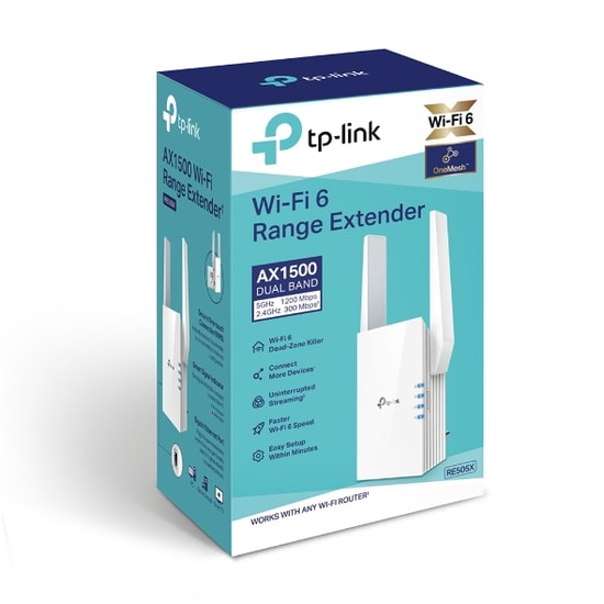 TP-Link RE505X AX1500 WiFi 6 Menzil Genişletici - 1200Mbps Dual Band, 2 Anten, Gigabit Port, WPA2-PSK, OneMesh Desteği