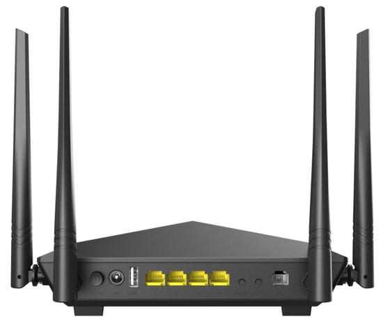 Tenda V12 AC1200 Dualband Wi-Fi Gigabit VDSL/ADSL Modem Router - 1200Mbps, 4x5dBi Anten, Fiber Destekli, 4 Port Gigabit