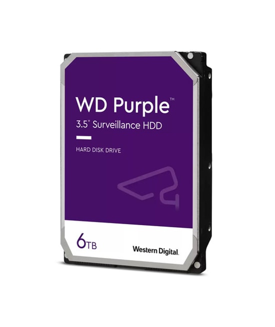 WD Purple 6TB Güvenlik Hard Diski 7/24 (WD64PURZ) - 3.5" SATA, 256 MB Cache, 5400RPM, 180 MB/s Okuma Hızı