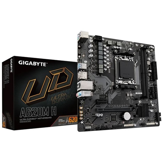 GIGABYTE A620M-H AM5 DDR5 Anakart: 6400MHz, HDMI/DP, M.2, USB 3.2, Ryzen 7000/8000/9000 Serisi İşlemci Desteği, mATX